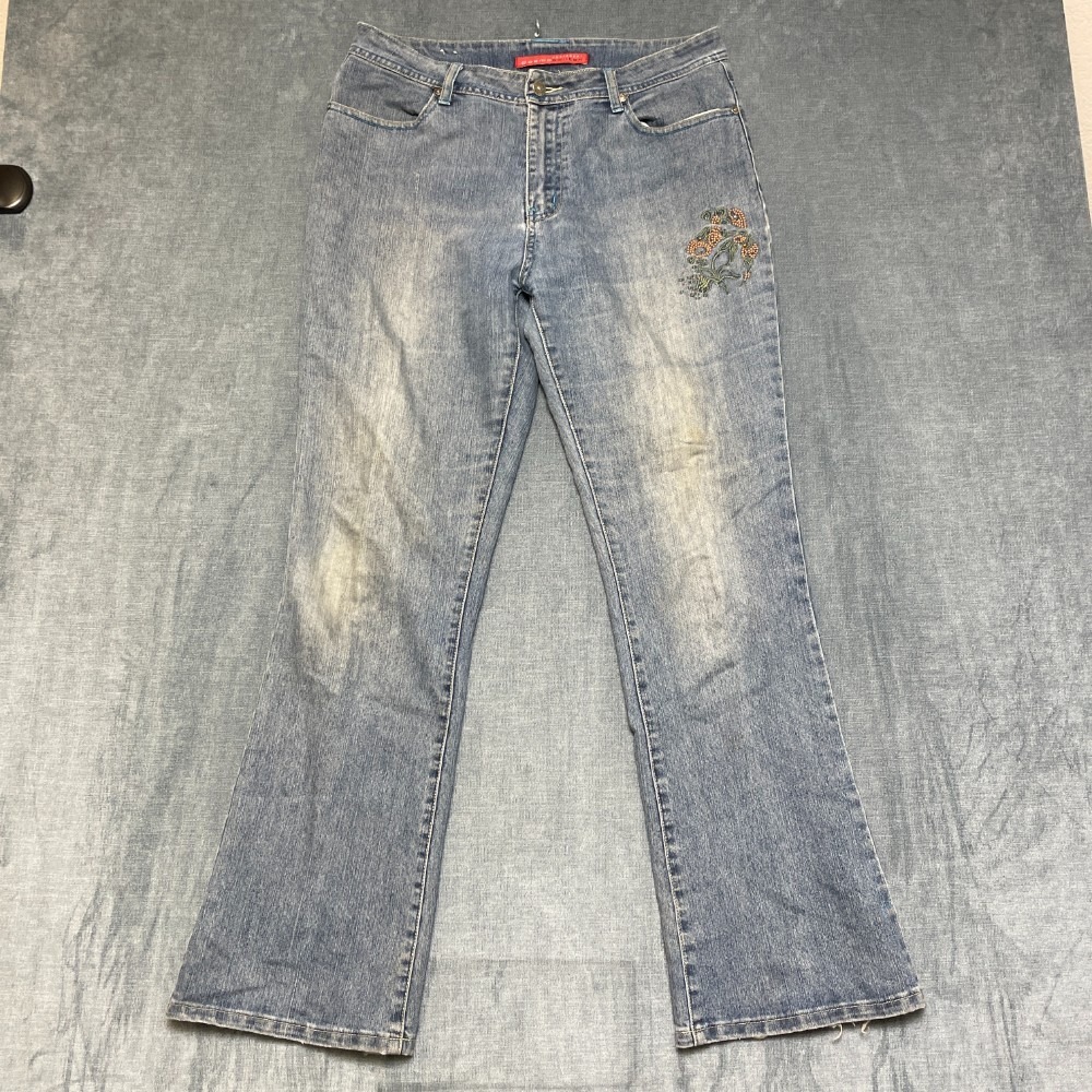 Cosmopolitan Jeans Womens 12 Blue Denim Cotton Stretch Embroidered Bootcut Leg